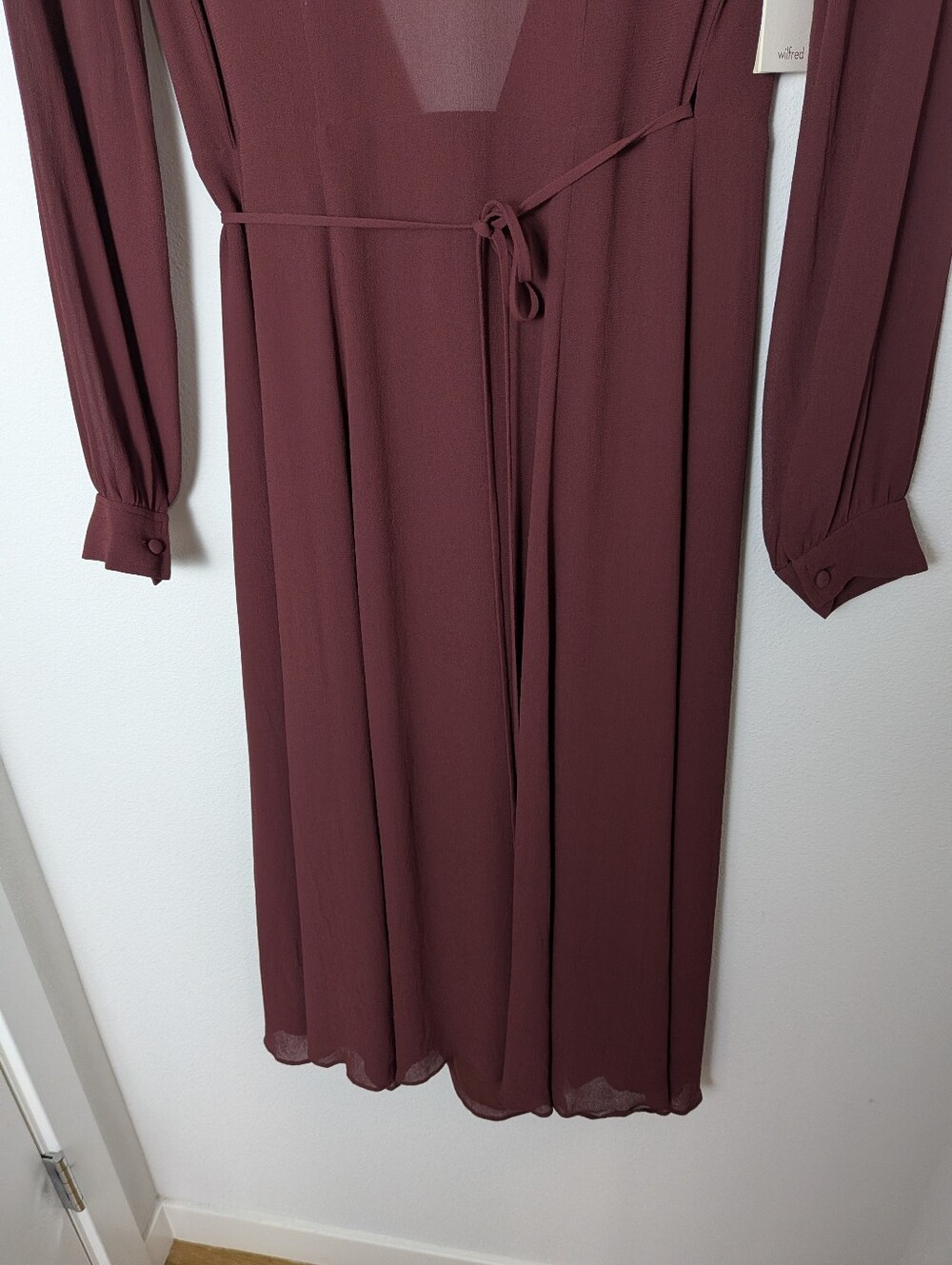 New Wilfred Lina Feminine Wrap Dress Midi Red Rust Size XXS Lined Front Tie - Picture 8 of 16